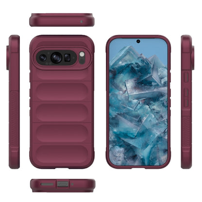 For Google Pixel 9 5G Global Magic Shield TPU + Flannel Phone Case(Wine Red) - Google Cases by buy2fix | Online Shopping UK | buy2fix