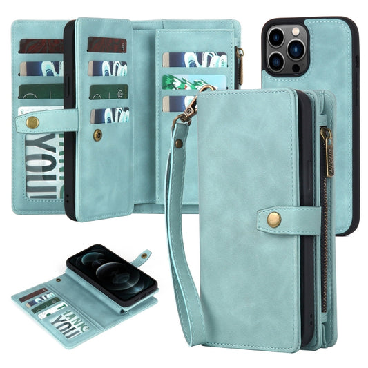 For iPhone 11 Pro Max Zipper Wallet Detachable MagSafe Leather Phone Case(Blue) - iPhone 11 Pro Max Cases by buy2fix | Online Shopping UK | buy2fix