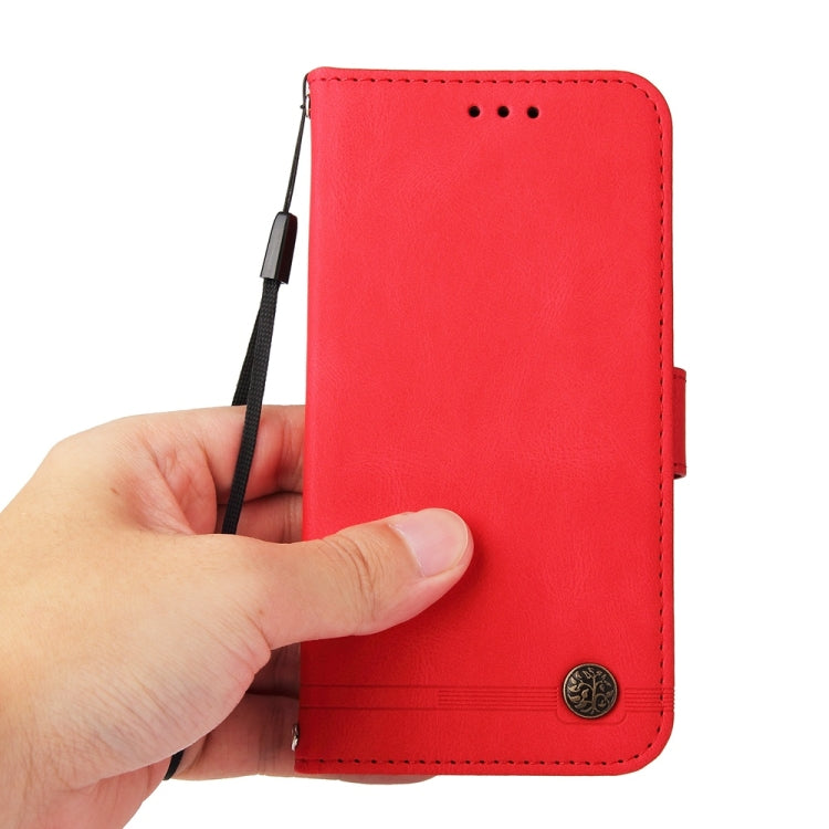 For Realme 13 Pro / 13 Pro+ / 12 Pro Skin Feel Life Tree Metal Button Leather Phone Case(Red) - Realme Cases by buy2fix | Online Shopping UK | buy2fix