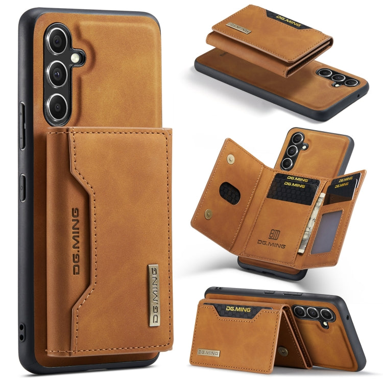 For Samsung Galaxy A35 5G DG.MING M2 Series 3-Fold Multi Card Bag + Magnetic Phone Case(Brown) - Galaxy Phone Cases by DG.MING | Online Shopping UK | buy2fix