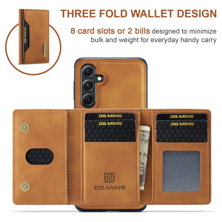 For Samsung Galaxy A55 5G DG.MING M2 Series 3-Fold Multi Card Bag + Magnetic Phone Case(Brown) - Galaxy Phone Cases by DG.MING | Online Shopping UK | buy2fix