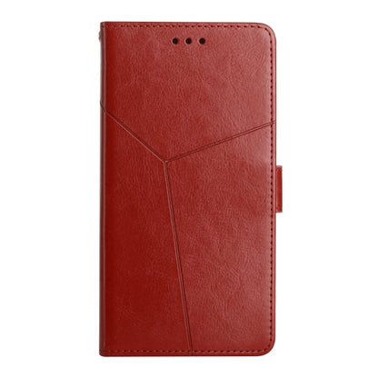 For Xiaomi 14 Y-shaped Pattern Flip Leather Phone Case(Brown) - 14 Cases by buy2fix | Online Shopping UK | buy2fix