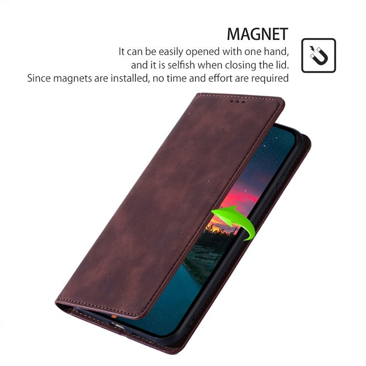 For Xiaomi Redmi Turbo 3 5G Skin Feel Magnetic Leather Phone Case(Dark Brown) - 13 Ultra Cases by buy2fix | Online Shopping UK | buy2fix