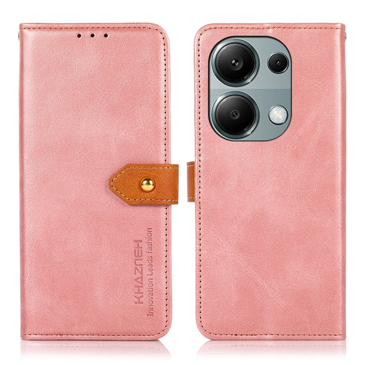 For Xiaomi Redmi Note 13 Pro 4G / POCO M6 Pro KHAZNEH Cowhide Texture Flip Leather Phone Case(Rose Gold) - Note 13 Pro Cases by buy2fix | Online Shopping UK | buy2fix