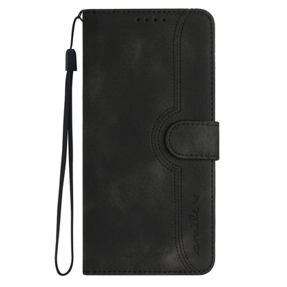 For OnePlus 12 Heart Pattern Skin Feel Leather Phone Case(Black) - OnePlus Cases by buy2fix | Online Shopping UK | buy2fix