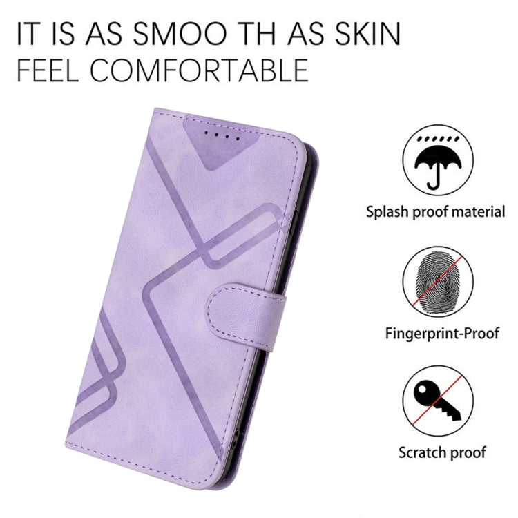 For iPhone 16 Pro Max Line Pattern Skin Feel Leather Phone Case(Light Purple) - iPhone 16 Pro Max Cases by buy2fix | Online Shopping UK | buy2fix