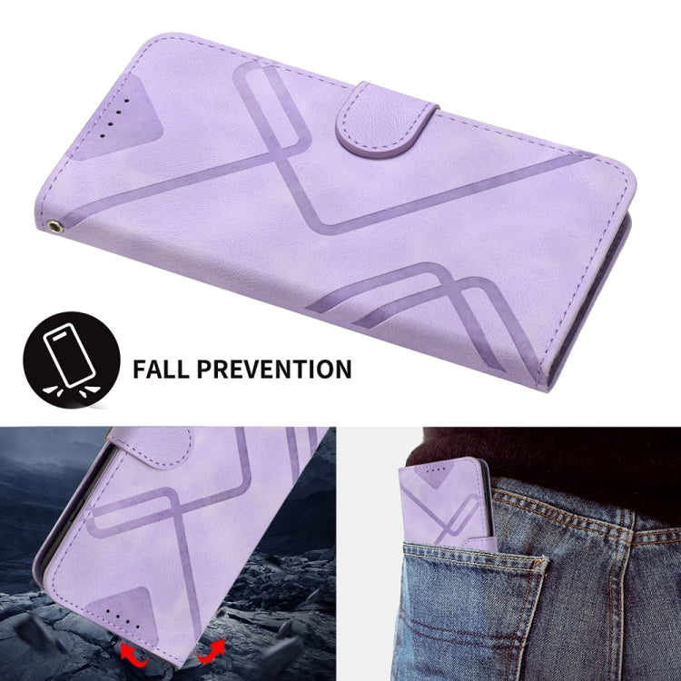 For iPhone 16 Pro Line Pattern Skin Feel Leather Phone Case(Light Purple) - iPhone 16 Pro Cases by buy2fix | Online Shopping UK | buy2fix