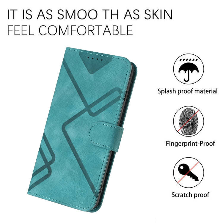 For OnePlus 11 Line Pattern Skin Feel Leather Phone Case(Light Blue) - OnePlus Cases by buy2fix | Online Shopping UK | buy2fix