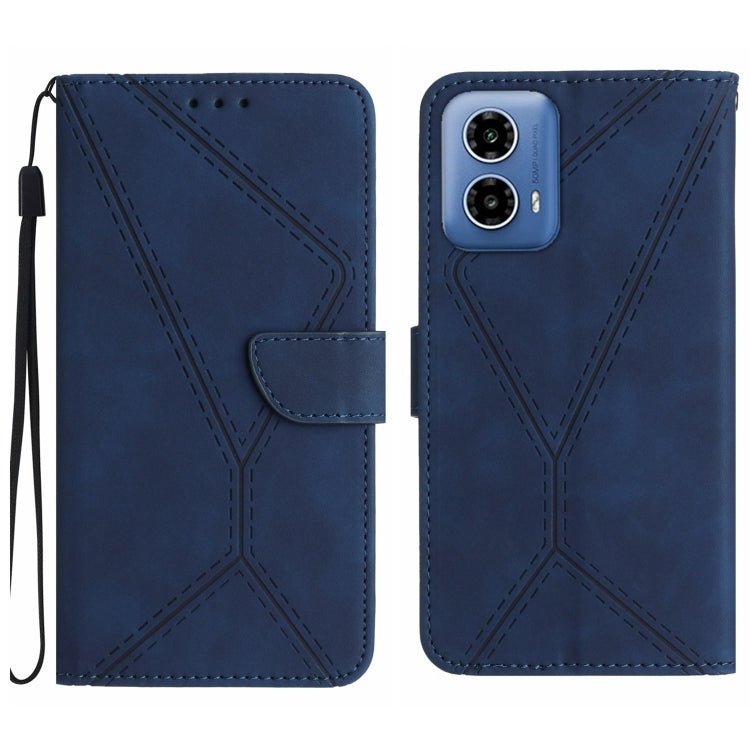 For Motorola Moto G34 5G Stitching Embossed Leather Phone Case(Blue) - Motorola Cases by buy2fix | Online Shopping UK | buy2fix