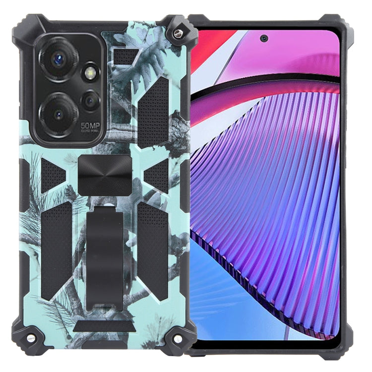 For Motorola Moto G Power 5G 2024 Camouflage Armor Kickstand TPU + PC Magnetic Phone Case(Mint Green) - Motorola Cases by buy2fix | Online Shopping UK | buy2fix