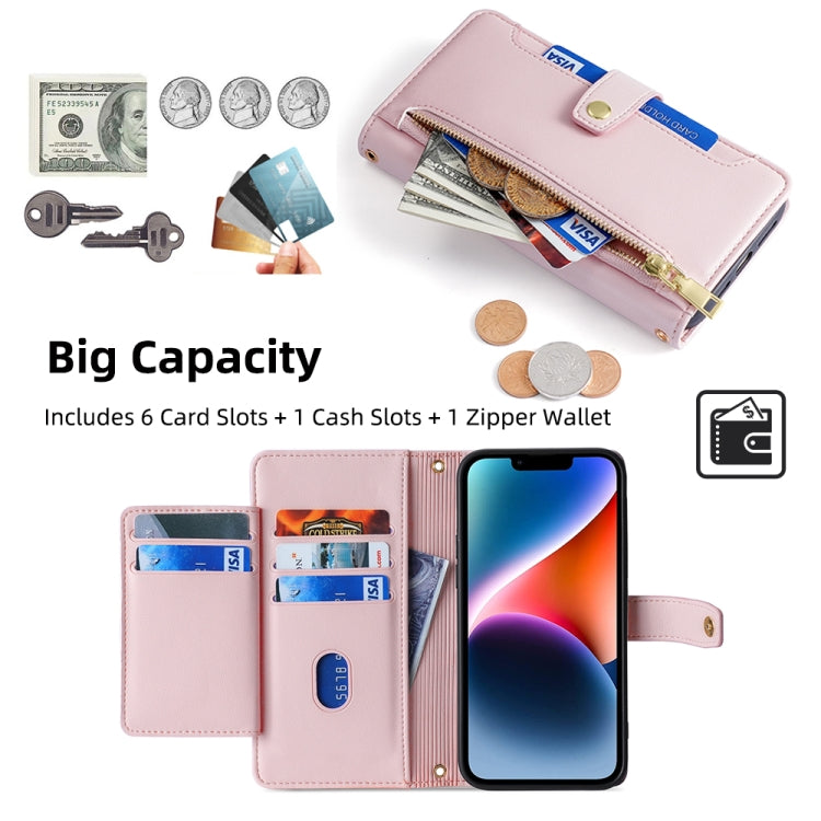 For Samsung Galaxy S23 5G Sheep Texture Cross-body Zipper Wallet Leather Phone Case(Pink) - Galaxy S23 5G Cases by buy2fix | Online Shopping UK | buy2fix