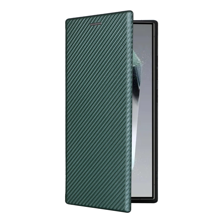 For Samsung Galaxy S24 Ultra 5G Carbon Fiber Texture Flip Leather Phone Case(Green) - Galaxy S24 Ultra 5G Cases by buy2fix | Online Shopping UK | buy2fix