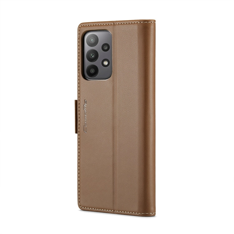 For Samsung Galaxy A23 CaseMe 023 Butterfly Buckle Litchi Texture RFID Anti-theft Leather Phone Case(Brown) - Galaxy Phone Cases by CaseMe | Online Shopping UK | buy2fix