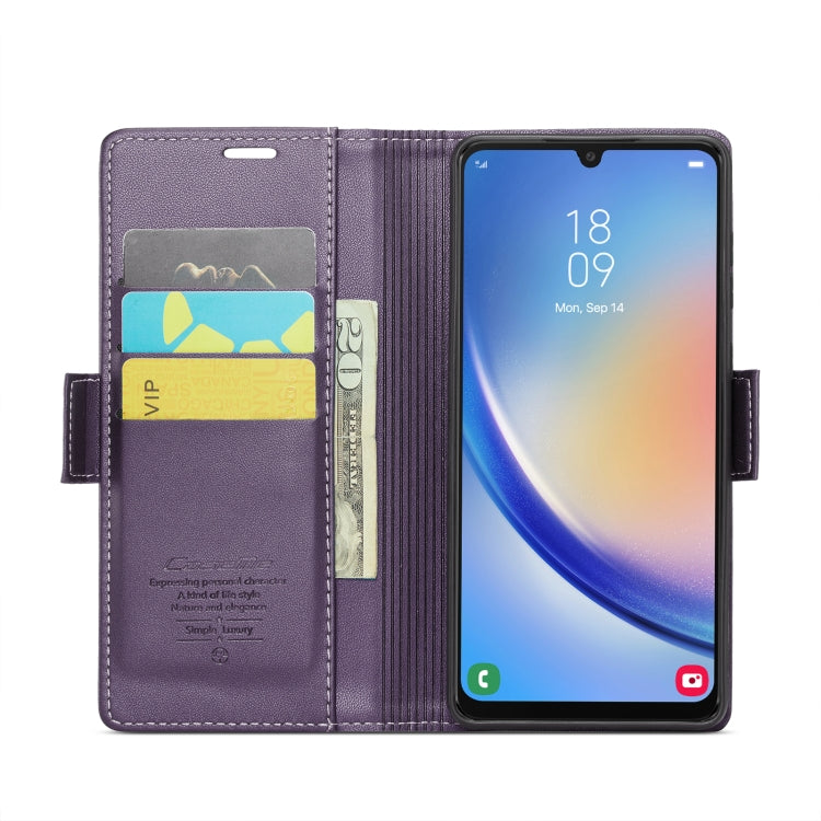 For Samsung Galaxy A34 5G CaseMe 023 Butterfly Buckle Litchi Texture RFID Anti-theft Leather Phone Case(Pearly Purple) - Galaxy Phone Cases by CaseMe | Online Shopping UK | buy2fix