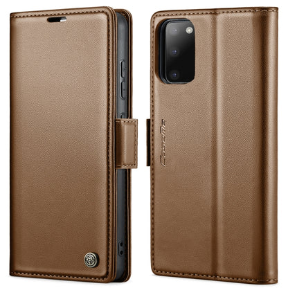 For Samsung Galaxy S20 CaseMe 023 Butterfly Buckle Litchi Texture RFID Anti-theft Leather Phone Case(Brown) - Galaxy Phone Cases by CaseMe | Online Shopping UK | buy2fix