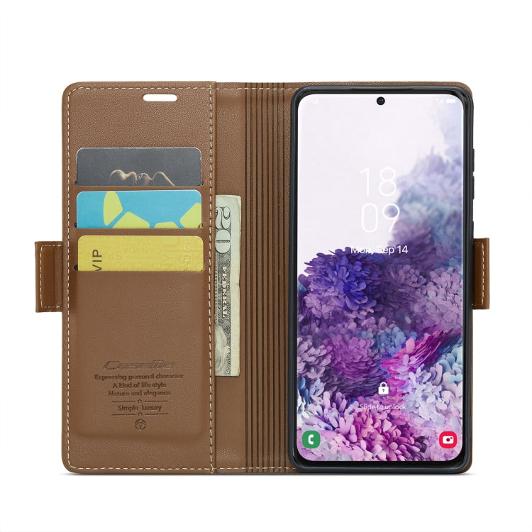 For Samsung Galaxy S20 CaseMe 023 Butterfly Buckle Litchi Texture RFID Anti-theft Leather Phone Case(Brown) - Galaxy Phone Cases by CaseMe | Online Shopping UK | buy2fix