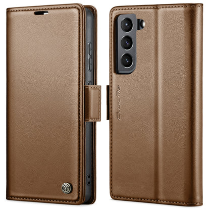 For Samsung Galaxy S22 5G CaseMe 023 Butterfly Buckle Litchi Texture RFID Anti-theft Leather Phone Case(Brown) - Galaxy S22 5G Cases by CaseMe | Online Shopping UK | buy2fix