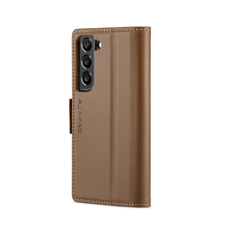 For Samsung Galaxy S22 5G CaseMe 023 Butterfly Buckle Litchi Texture RFID Anti-theft Leather Phone Case(Brown) - Galaxy S22 5G Cases by CaseMe | Online Shopping UK | buy2fix