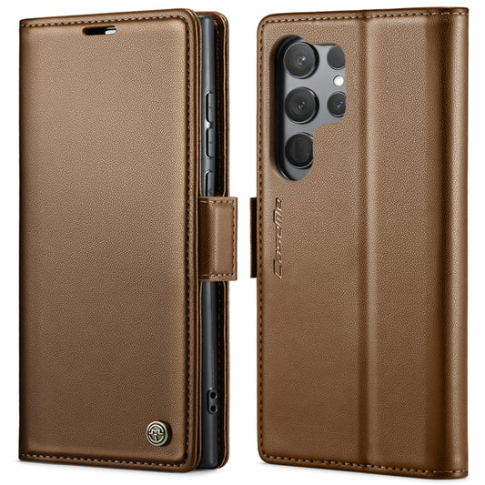 For Samsung Galaxy S23 Ultra 5G CaseMe 023 Butterfly Buckle Litchi Texture RFID Anti-theft Leather Phone Case(Brown) - Galaxy Phone Cases by CaseMe | Online Shopping UK | buy2fix