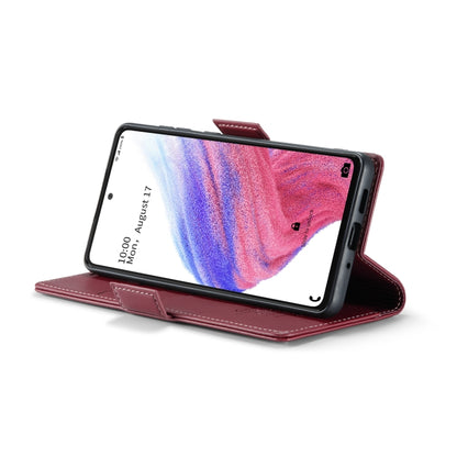 For Samsung Galaxy A53 CaseMe 023 Butterfly Buckle Litchi Texture RFID Anti-theft Leather Phone Case(Wine Red) - Galaxy Phone Cases by CaseMe | Online Shopping UK | buy2fix