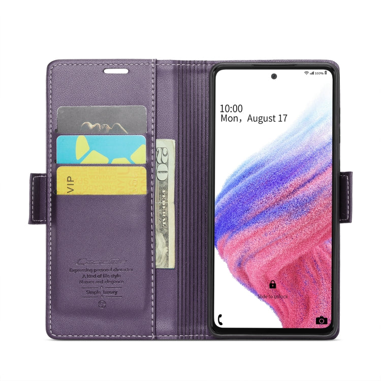 For Samsung Galaxy A53 CaseMe 023 Butterfly Buckle Litchi Texture RFID Anti-theft Leather Phone Case(Pearly Purple) - Galaxy Phone Cases by CaseMe | Online Shopping UK | buy2fix