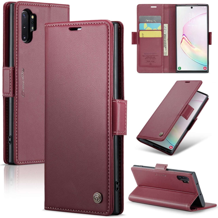 For Samsung Galaxy Note10+ CaseMe 023 Butterfly Buckle Litchi Texture RFID Anti-theft Leather Phone Case(Wine Red) - Galaxy Phone Cases by CaseMe | Online Shopping UK | buy2fix