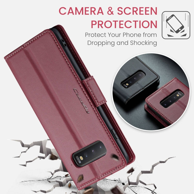 For Samsung Galaxy S10+ CaseMe 023 Butterfly Buckle Litchi Texture RFID Anti-theft Leather Phone Case(Wine Red) - Galaxy Phone Cases by CaseMe | Online Shopping UK | buy2fix