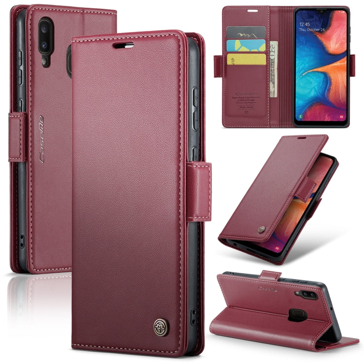 For Samsung Galaxy A20/A30/M10s CaseMe 023 Butterfly Buckle Litchi Texture RFID Anti-theft Leather Phone Case(Wine Red) - Galaxy Phone Cases by CaseMe | Online Shopping UK | buy2fix