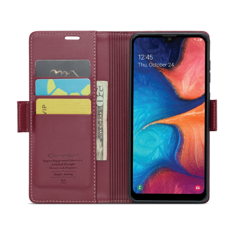 For Samsung Galaxy A20/A30/M10s CaseMe 023 Butterfly Buckle Litchi Texture RFID Anti-theft Leather Phone Case(Wine Red) - Galaxy Phone Cases by CaseMe | Online Shopping UK | buy2fix