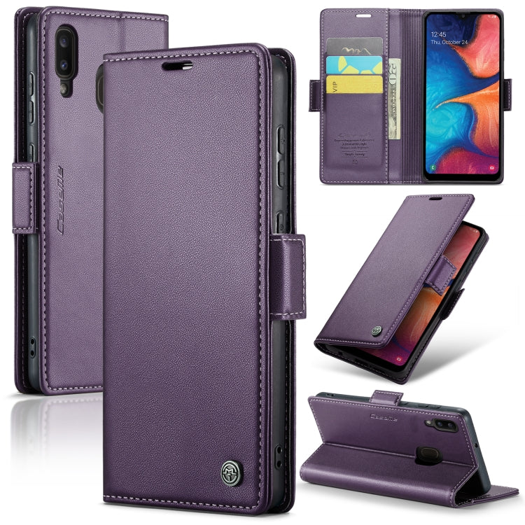 For Samsung Galaxy A20/A30/M10s CaseMe 023 Butterfly Buckle Litchi Texture RFID Anti-theft Leather Phone Case(Pearly Purple) - Galaxy Phone Cases by CaseMe | Online Shopping UK | buy2fix