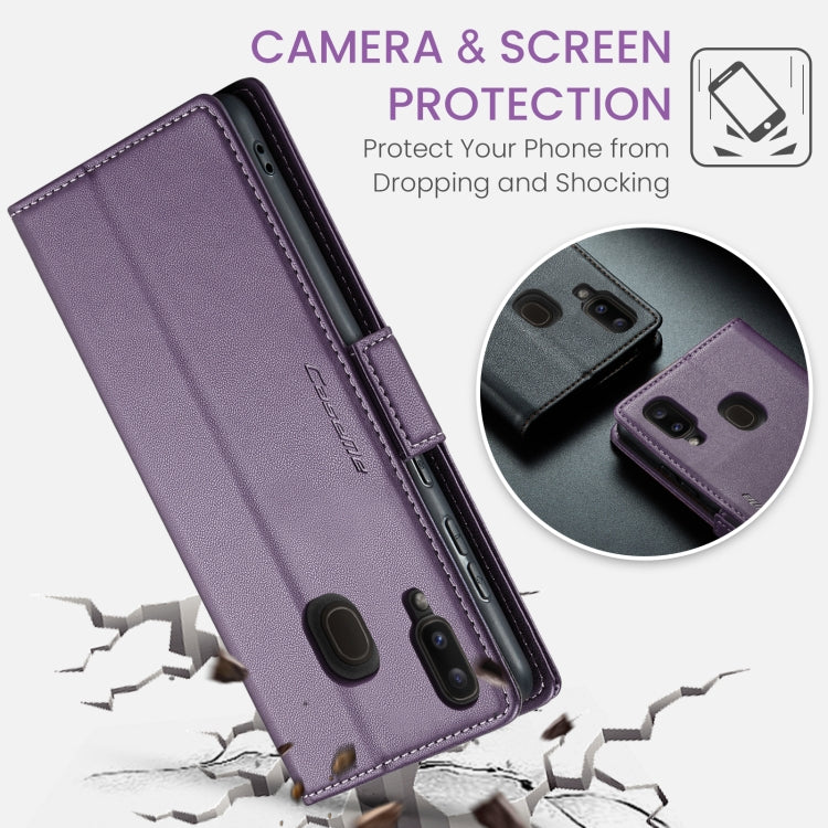 For Samsung Galaxy A20/A30/M10s CaseMe 023 Butterfly Buckle Litchi Texture RFID Anti-theft Leather Phone Case(Pearly Purple) - Galaxy Phone Cases by CaseMe | Online Shopping UK | buy2fix