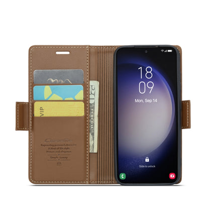 For Samsung Galaxy S24+ CaseMe 023 Butterfly Buckle Litchi Texture RFID Anti-theft Leather Phone Case(Brown) - Galaxy S24+ 5G Cases by CaseMe | Online Shopping UK | buy2fix