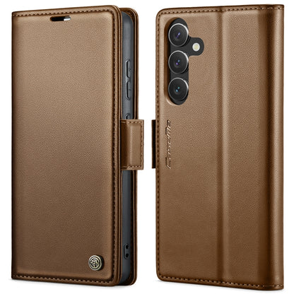 For Samsung Galaxy S24+ CaseMe 023 Butterfly Buckle Litchi Texture RFID Anti-theft Leather Phone Case(Brown) - Galaxy S24+ 5G Cases by CaseMe | Online Shopping UK | buy2fix