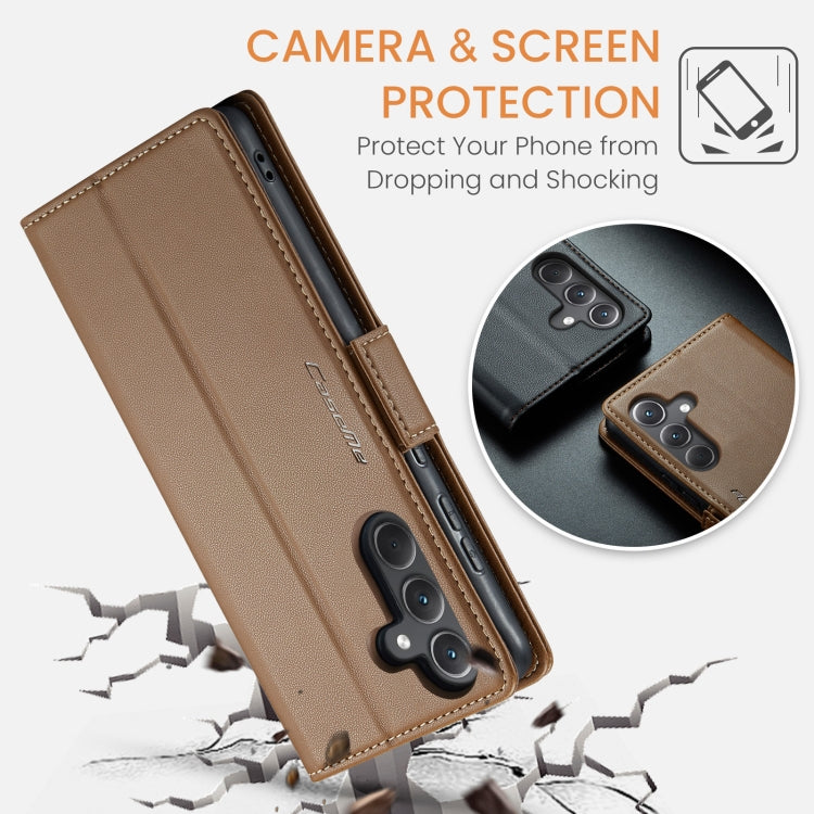 For Samsung Galaxy A35 5G CaseMe 023 Butterfly Buckle Litchi Texture RFID Anti-theft Leather Phone Case(Brown) - Galaxy Phone Cases by CaseMe | Online Shopping UK | buy2fix