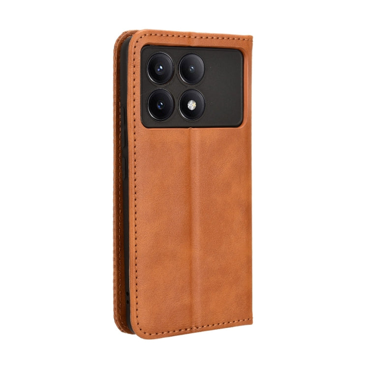 For Xiaomi Redmi K70 / K70 Pro Magnetic Buckle Retro Texture Leather Phone Case(Brown) - K70 Pro Cases by buy2fix | Online Shopping UK | buy2fix