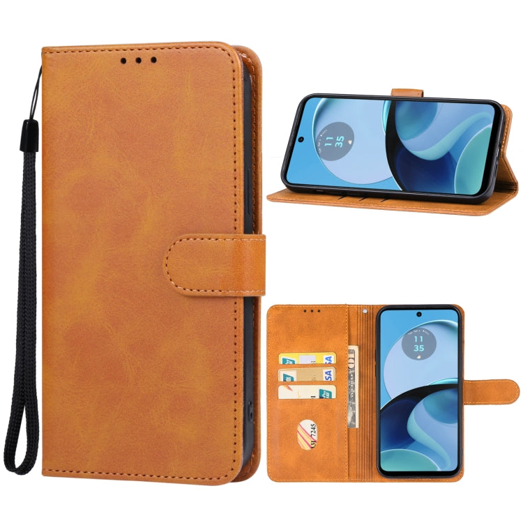 For Motorola Moto G14 Leather Phone Case(Brown) - Motorola Cases by buy2fix | Online Shopping UK | buy2fix