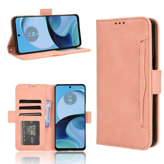 For Motorola Moto G14 4G Skin Feel Calf Texture Card Slots Leather Phone Case(Pink) - Motorola Cases by buy2fix | Online Shopping UK | buy2fix