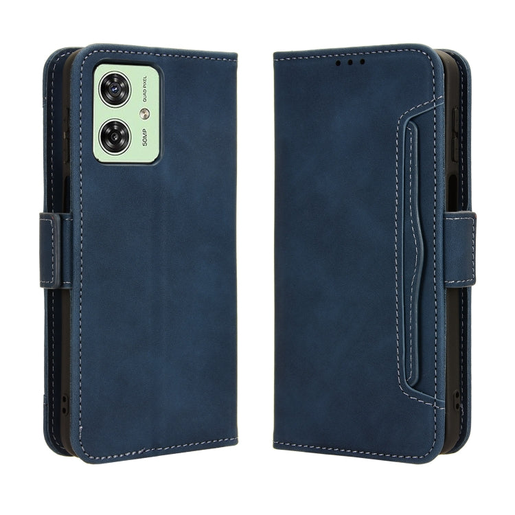 For Motorola Moto G54 5G Skin Feel Calf Texture Card Slots Leather Phone Case(Blue) - Motorola Cases by buy2fix | Online Shopping UK | buy2fix