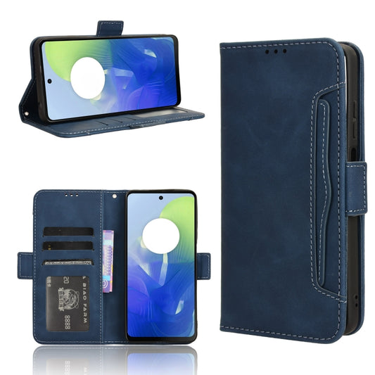 For Motorola Moto G04 / G24 Skin Feel Calf Texture Card Slots Leather Phone Case(Blue) - Motorola Cases by buy2fix | Online Shopping UK | buy2fix