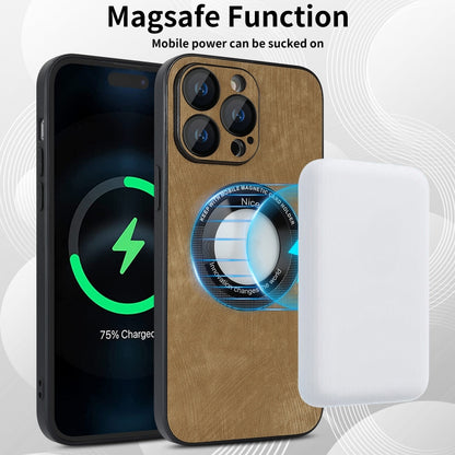 For iPhone 13 Pro Max Skin Feel Leather MagSafe Magnetic Phone Case(Brown) - iPhone 13 Pro Max Cases by buy2fix | Online Shopping UK | buy2fix