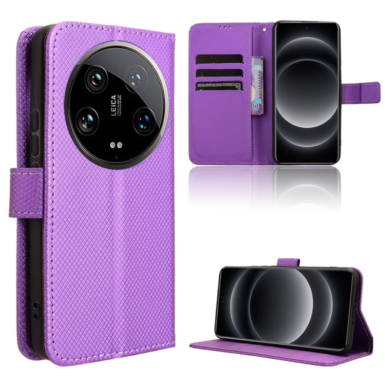 For Xiaomi 14 Ultra Diamond Texture Leather Phone Case(Purple) - 14 Ultra Cases by buy2fix | Online Shopping UK | buy2fix