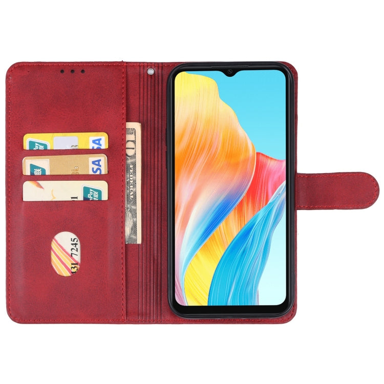 For OPPO A18 Leather Phone Case(Red) - A18 Cases by buy2fix | Online Shopping UK | buy2fix