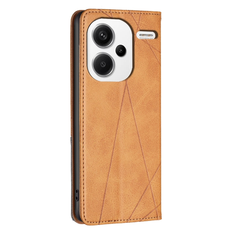 For Xiaomi Redmi Note 13 Pro+ 5G Rhombus Texture Magnetic Leather Phone Case(Yellow) - Xiaomi Cases by buy2fix | Online Shopping UK | buy2fix