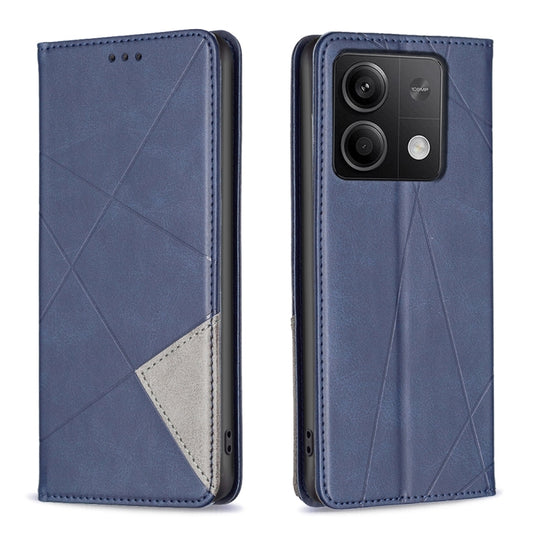 For Xiaomi Redmi Note 13 Rhombus Texture Magnetic Leather Phone Case(Blue) - Xiaomi Cases by buy2fix | Online Shopping UK | buy2fix