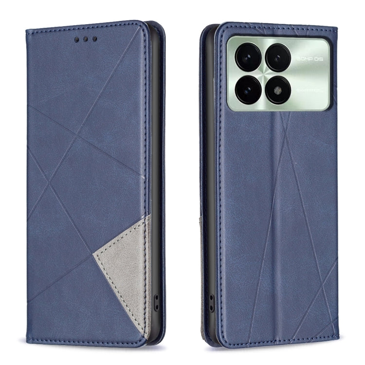 For Xiaomi Redmi K70 / K70 Pro Rhombus Texture Magnetic Leather Phone Case(Blue) - K70 Pro Cases by buy2fix | Online Shopping UK | buy2fix