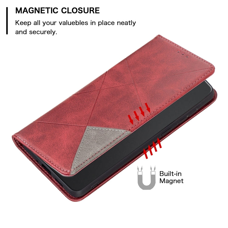 For Xiaomi Redmi Note 13 Pro 4G Global Rhombus Texture Magnetic Leather Phone Case(Red) - Note 13 Pro Cases by buy2fix | Online Shopping UK | buy2fix