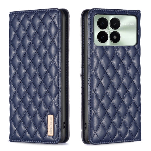 For Xiaomi Redmi K70 / K70 Pro Diamond Lattice Magnetic Leather Flip Phone Case(Blue) - K70 Pro Cases by buy2fix | Online Shopping UK | buy2fix