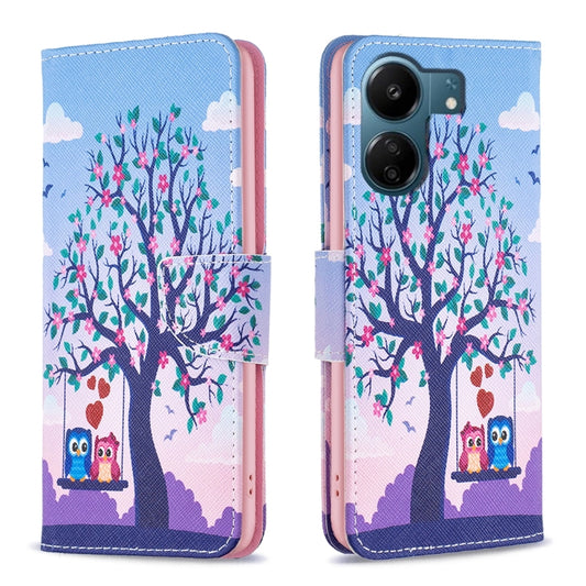 For Xiaomi Redmi 13C Colored Drawing Pattern Leather Phone Case(Owl) - 13C Cases by buy2fix | Online Shopping UK | buy2fix