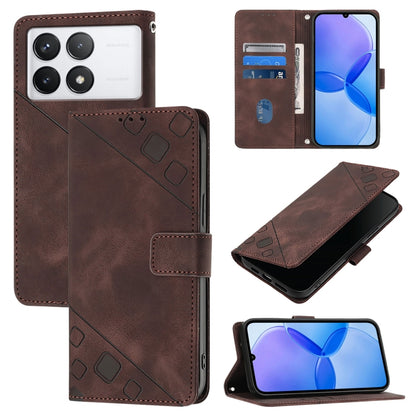 For Xiaomi Redmi K70 / K70 Pro Skin Feel Embossed Leather Phone Case(Brown) - K70 Cases by buy2fix | Online Shopping UK | buy2fix