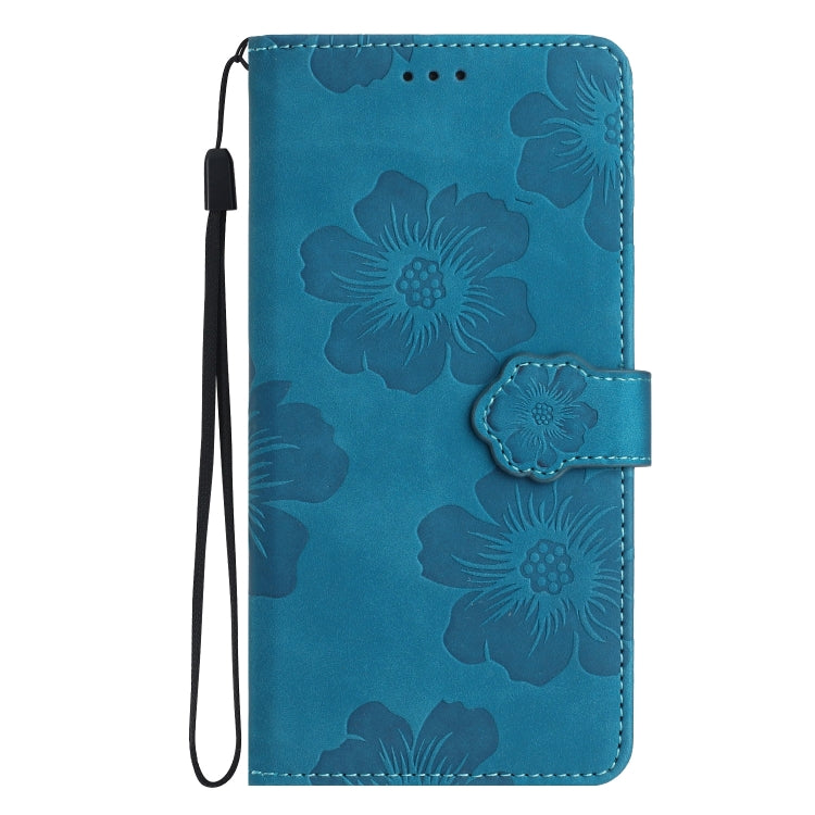 For OPPO A18 Flower Embossing Pattern Leather Phone Case(Blue) - A18 Cases by buy2fix | Online Shopping UK | buy2fix